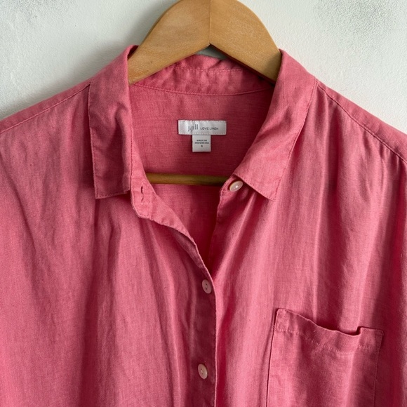 J.Jill Pink Coral Linen Button Down Loose Shirt - Picture 3 of 6